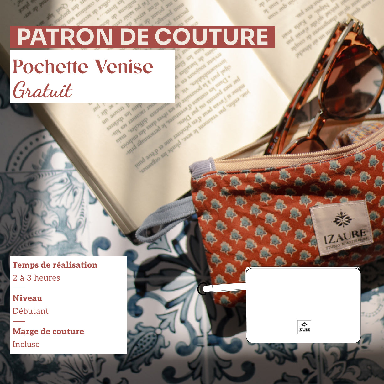 Pochette Venise, patron de couture gratuit