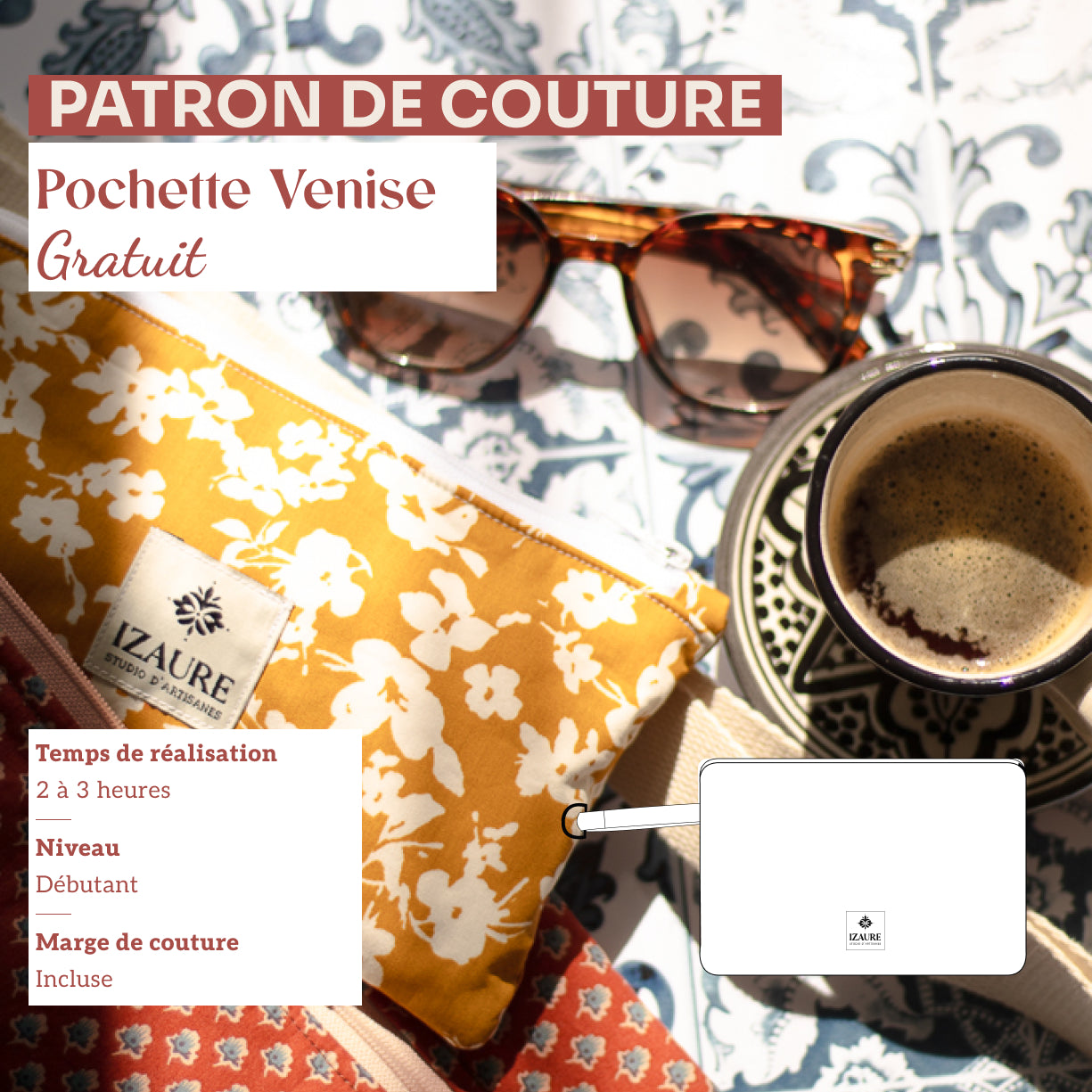 Pochette Venise, patron de couture gratuit